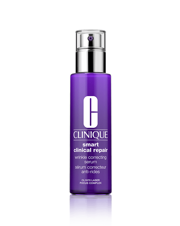 Clinique Smart Clinical Repair™ Wrinkle Correcting Serum, Outsmart wrinkles from multiple angles, with a 20% visible reduction in stubborn lines in just 10 days.*&lt;br&gt;*Clinical testing on 28 Asian women after using the product twice per day for 10 days on upper lateral dynamic lines.